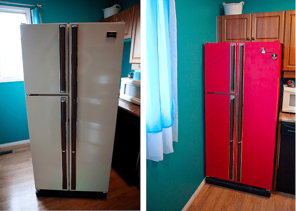 Red Chalkboard Fridge Before and After Project
