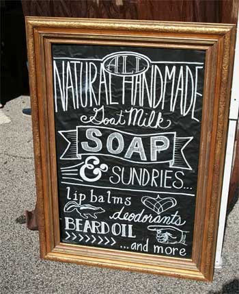 Chalkboard Sign with Chalk Art and Lettering
