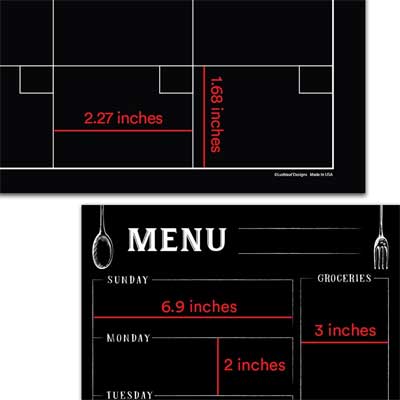 Calendar and Menu Template Dimensions for Magnetic Fridge Decals